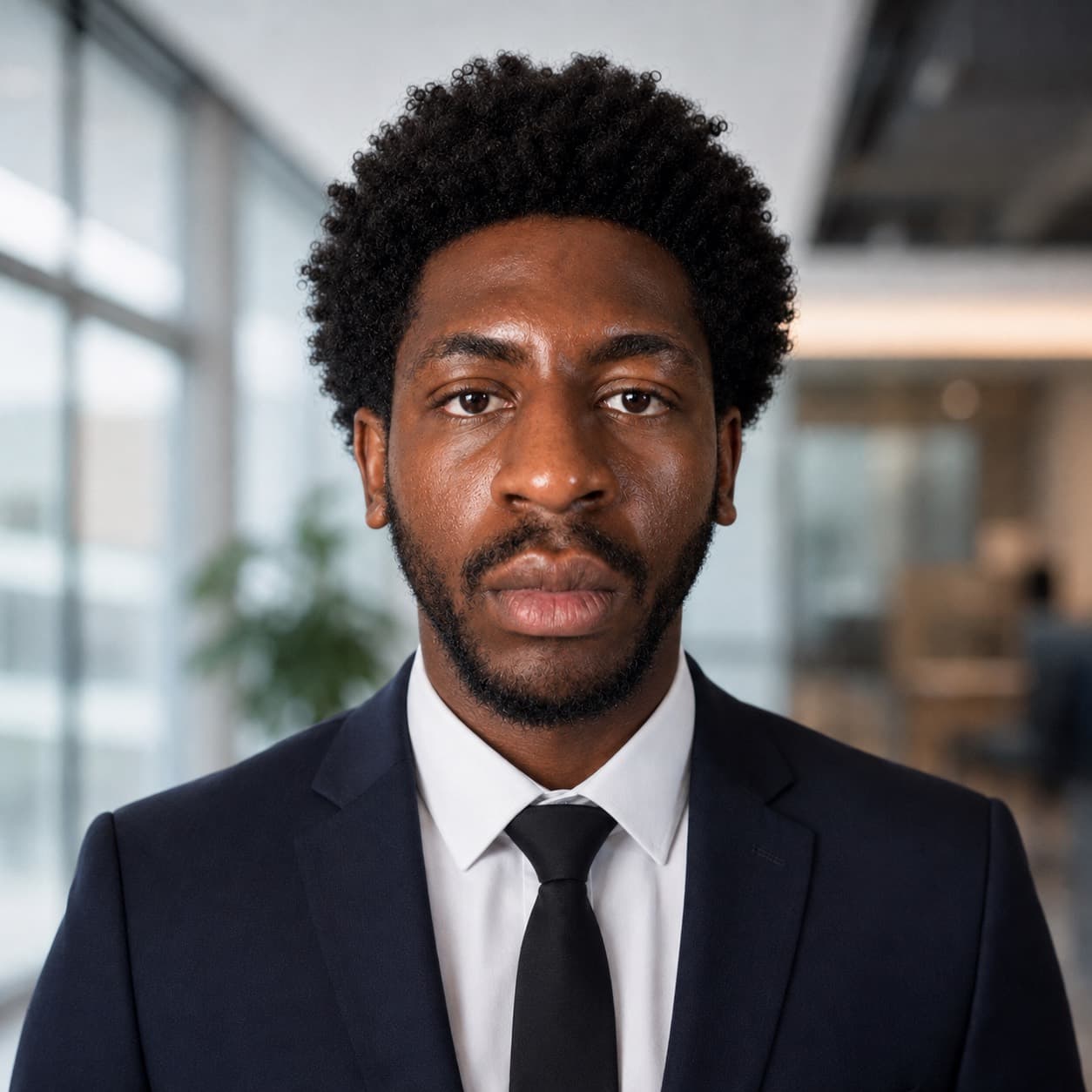 Moyosore Adeyemi wearing a dark suit and tie
